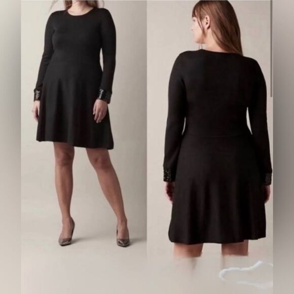 Jason Wu Skater Sweater Dress with Sequined Cuffs - Picture 3 of 9